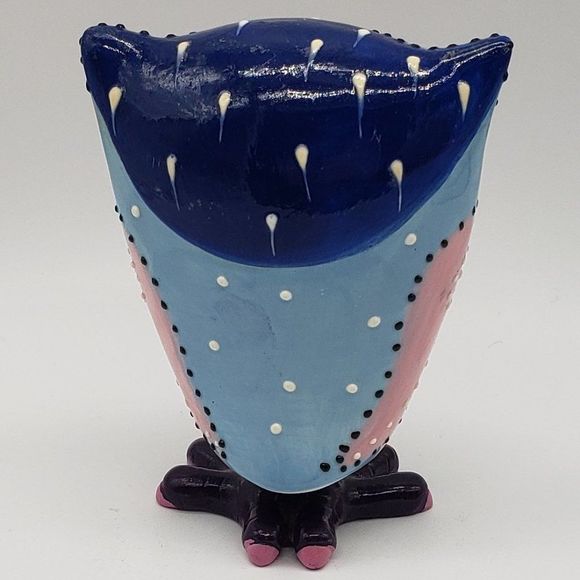 Green Earth Purple Blue Pink Owl Bobble Figurine - Picture 9 of 14